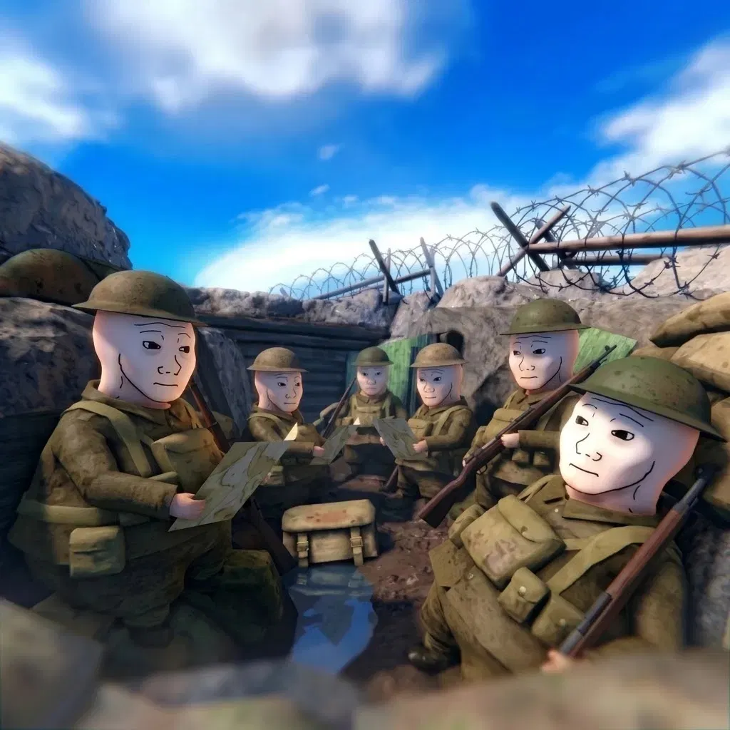 Trenches wojak soldier flying a biplane